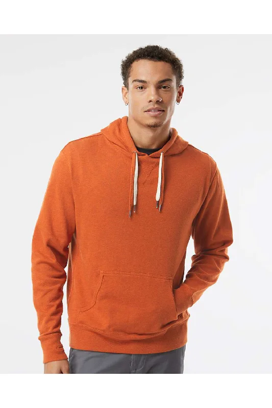 trendy hoodie sweatshirts -Independent Trading Co. Mens French Terry Hooded Sweatshirt Hoodie w/ Pouch Pocket - Heather Burnt Orange