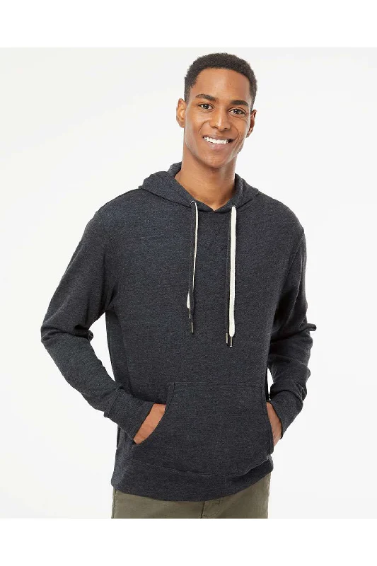 fashionable men's sweatshirts -Independent Trading Co. Mens French Terry Hooded Sweatshirt Hoodie w/ Pouch Pocket - Heather Charcoal Grey