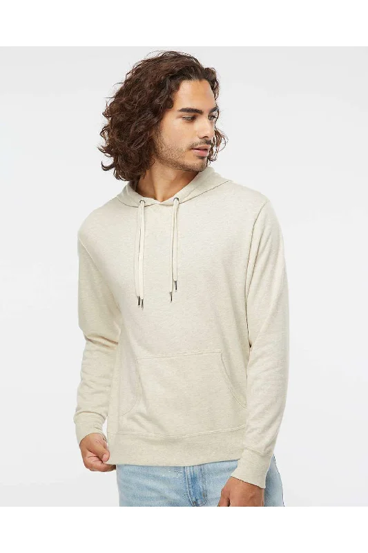 men's classic pullovers -Independent Trading Co. Mens French Terry Hooded Sweatshirt Hoodie w/ Pouch Pocket - Heather Oatmeal