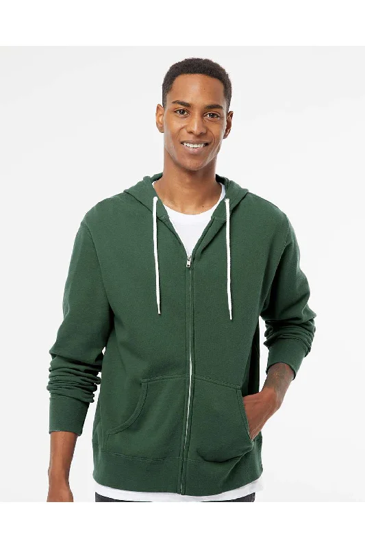 hoodies for men for working out -Independent Trading Co. Mens Full Zip Hooded Sweatshirt Hoodie w/ Pockets - Alpine Green