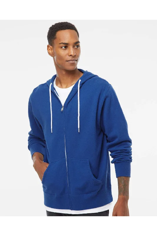 eco-friendly sweatshirts for men -Independent Trading Co. Mens Full Zip Hooded Sweatshirt Hoodie w/ Pockets - Cobalt Blue