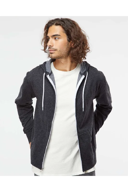 men's trendy hoodies -Independent Trading Co. Mens Full Zip Hooded Sweatshirt Hoodie w/ Pockets - Heather Charcoal Grey