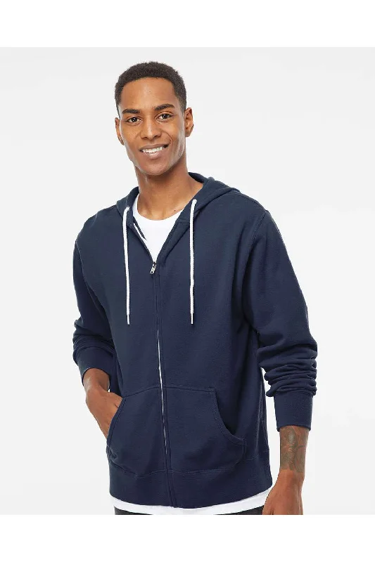 men's trendy hoodies -Independent Trading Co. Mens Full Zip Hooded Sweatshirt Hoodie w/ Pockets - Slate Blue