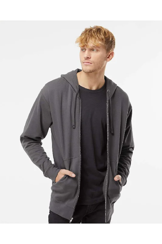 men's casual sweatshirts -Independent Trading Co. Mens Full Zip Hooded Sweatshirt Hoodie w/ Pockets - Charcoal Grey