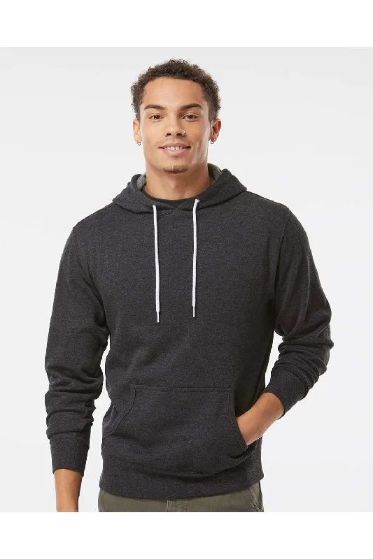 men's luxury sweatshirts -Independent Trading Co. Mens Hooded Sweatshirt Hoodie w/ Pouch Pocket - Heather Charcoal Grey