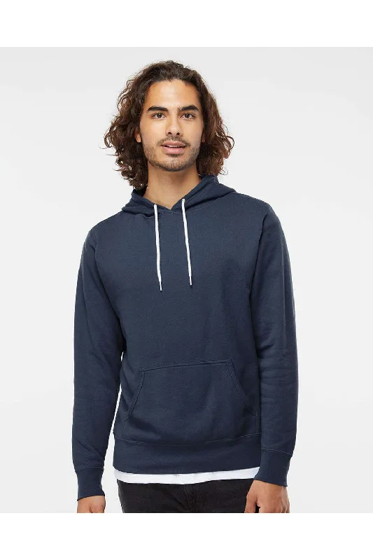 men's sweatshirts for running -Independent Trading Co. Mens Hooded Sweatshirt Hoodie w/ Pouch Pocket - Slate Blue