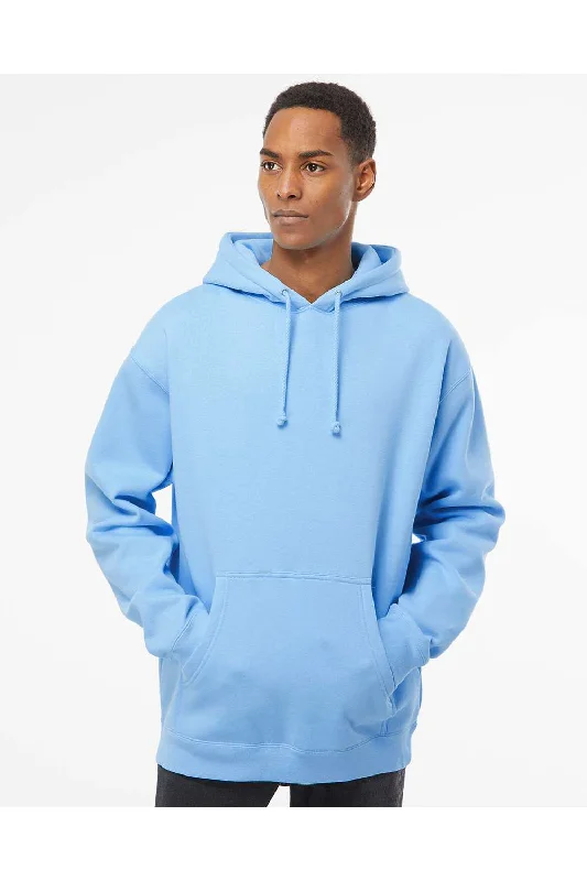 sleek sweatshirts for men -Independent Trading Co. Mens Hooded Sweatshirt Hoodie w/ Pouch Pocket - Aqua Blue