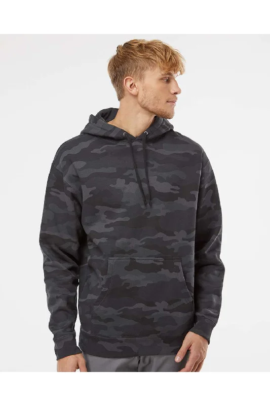 premium sweatshirts for men -Independent Trading Co. Mens Hooded Sweatshirt Hoodie w/ Pouch Pocket - Black Camo