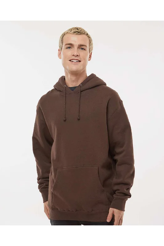 men's long sleeve sweatshirts -Independent Trading Co. Mens Hooded Sweatshirt Hoodie w/ Pouch Pocket - Brown