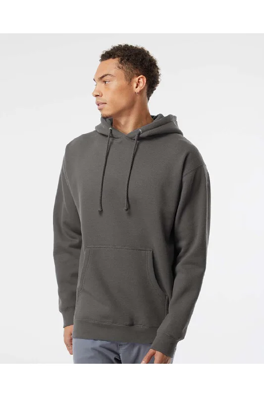 men's hoodies with pockets -Independent Trading Co. Mens Hooded Sweatshirt Hoodie w/ Pouch Pocket - Charcoal Grey