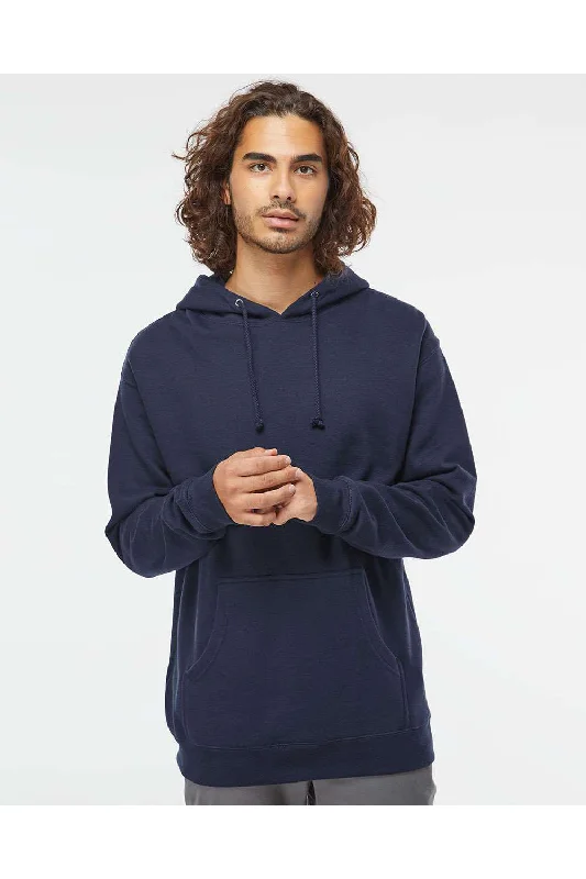 men's long sleeve sweatshirts -Independent Trading Co. Mens Hooded Sweatshirt Hoodie w/ Pouch Pocket - Classic Navy Blue