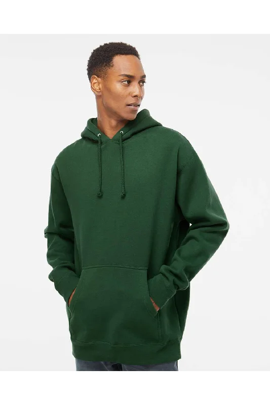 men's performance hoodies -Independent Trading Co. Mens Hooded Sweatshirt Hoodie w/ Pouch Pocket - Dark Green