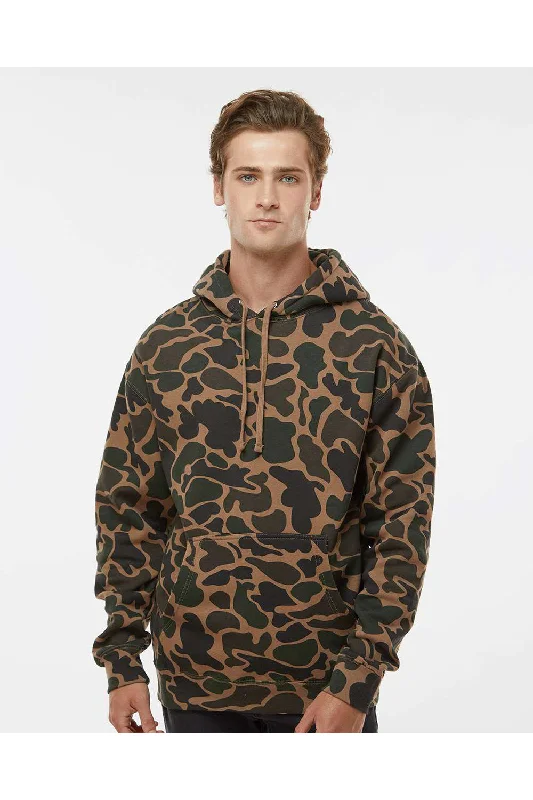 minimalist sweatshirts for men -Independent Trading Co. Mens Hooded Sweatshirt Hoodie w/ Pouch Pocket - Duck Camo