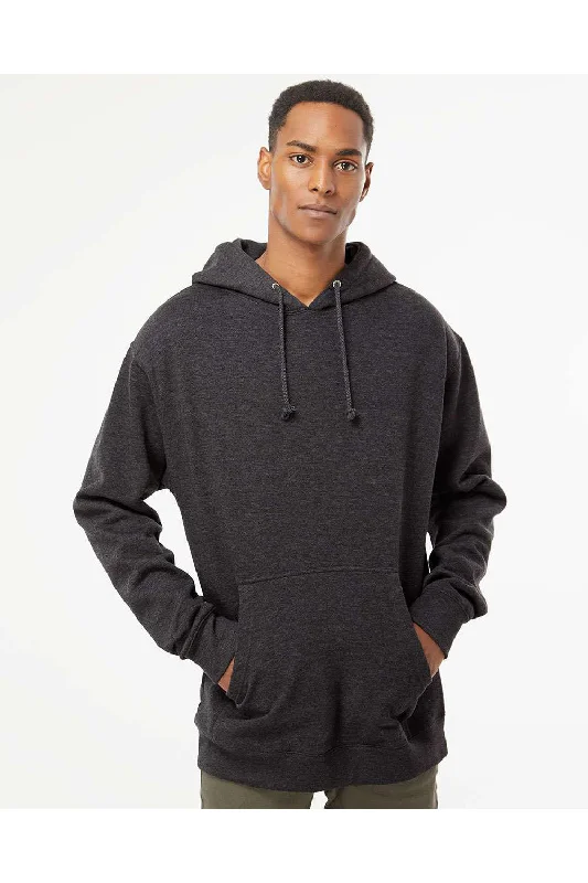 men's hoodies with a hood -Independent Trading Co. Mens Hooded Sweatshirt Hoodie w/ Pouch Pocket - Heather Charcoal Grey