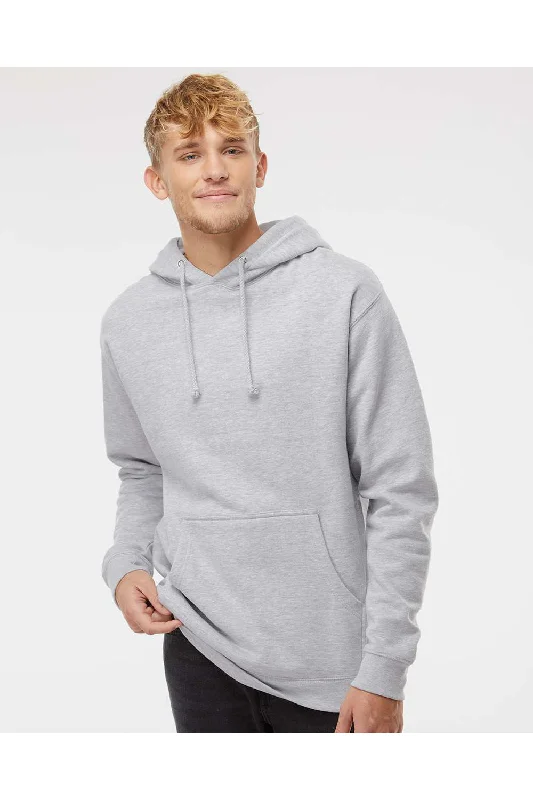 fleece hoodies for men -Independent Trading Co. Mens Hooded Sweatshirt Hoodie w/ Pouch Pocket - Heather Grey