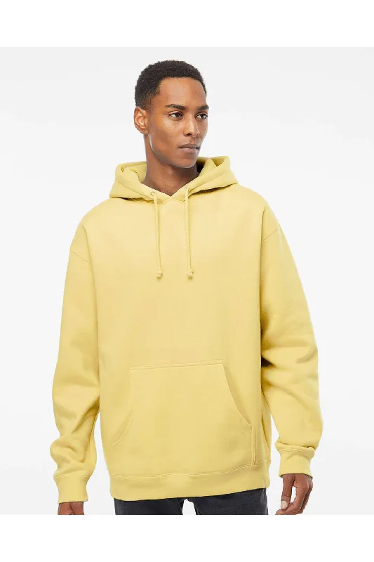 everyday hoodies for men -Independent Trading Co. Mens Hooded Sweatshirt Hoodie w/ Pouch Pocket - Light Yellow