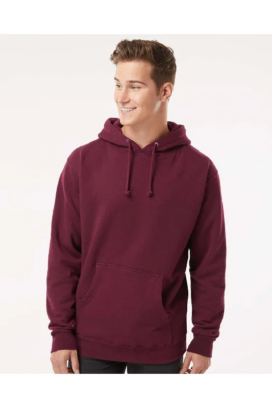 casual pullover sweatshirts -Independent Trading Co. Mens Hooded Sweatshirt Hoodie w/ Pouch Pocket - Maroon