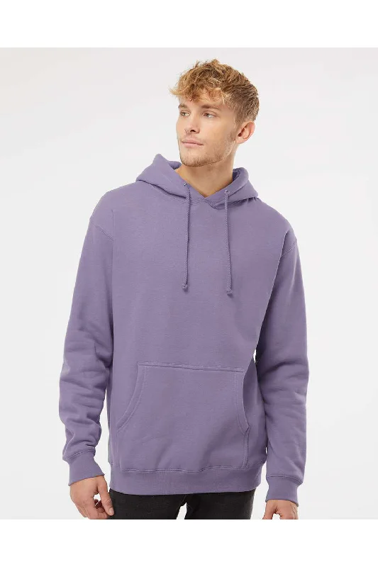 men's logo sweatshirts -Independent Trading Co. Mens Hooded Sweatshirt Hoodie w/ Pouch Pocket - Plum Purple