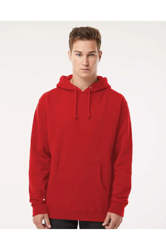 men's vintage hoodies -Independent Trading Co. Mens Hooded Sweatshirt Hoodie w/ Pouch Pocket - Red