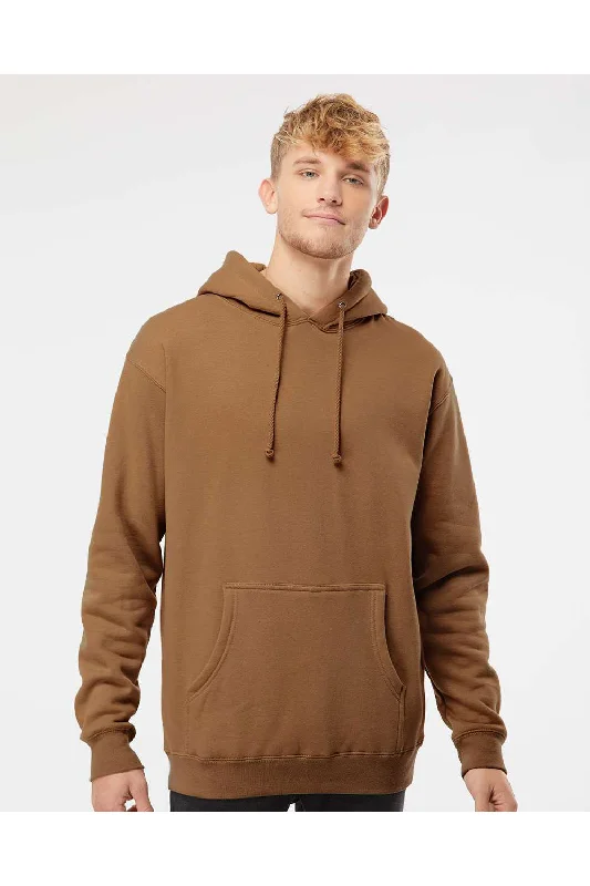 performance sweatshirts for men -Independent Trading Co. Mens Hooded Sweatshirt Hoodie w/ Pouch Pocket - Saddle Brown