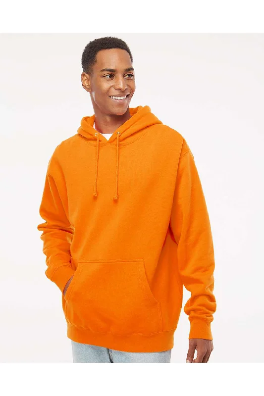 men's pull-over sweatshirts -Independent Trading Co. Mens Hooded Sweatshirt Hoodie w/ Pouch Pocket - Safety Orange