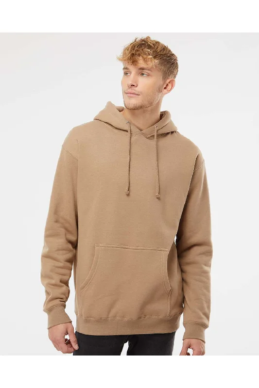 men's sweatshirts with designs -Independent Trading Co. Mens Hooded Sweatshirt Hoodie w/ Pouch Pocket - Sandstone Brown