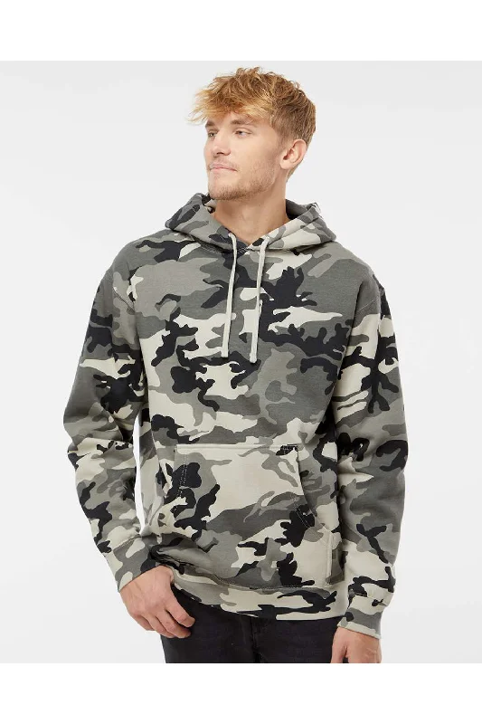 hoodie jackets for men -Independent Trading Co. Mens Hooded Sweatshirt Hoodie w/ Pouch Pocket - Snow Camo