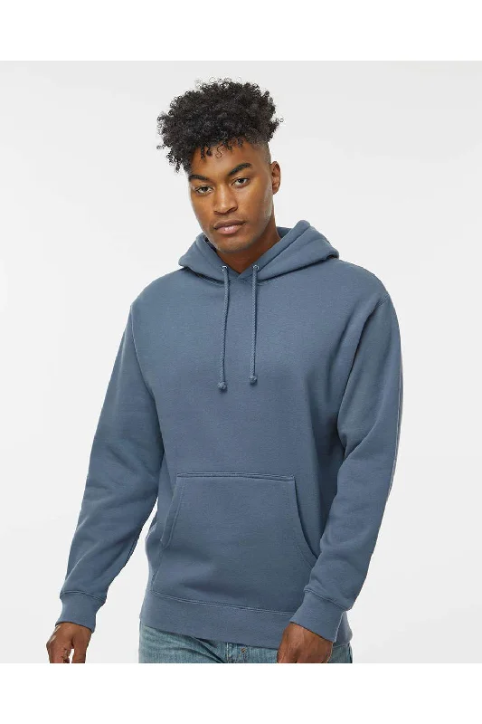 stylish sweatshirts for men -Independent Trading Co. Mens Hooded Sweatshirt Hoodie w/ Pouch Pocket - Storm Blue