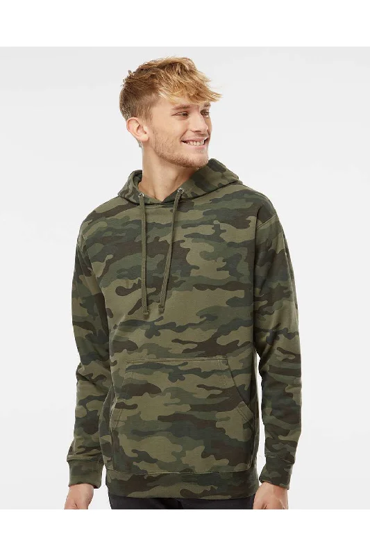 oversized sweatshirts for men -Independent Trading Co. Mens Hooded Sweatshirt Hoodie w/ Pouch Pocket - Forest Green Camo