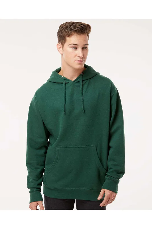 fleece hoodies for men -Independent Trading Co. Mens Hooded Sweatshirt Hoodie w/ Pouch Pocket - Forest Green