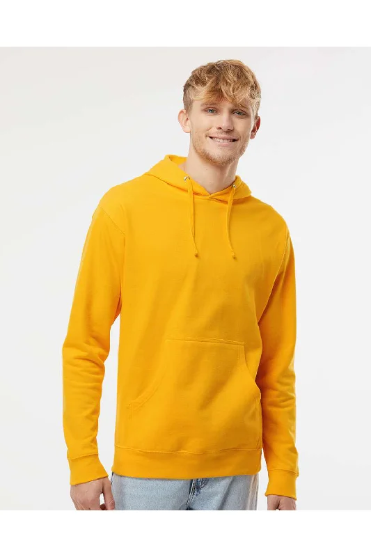 fleece hoodies for men -Independent Trading Co. Mens Hooded Sweatshirt Hoodie w/ Pouch Pocket - Gold