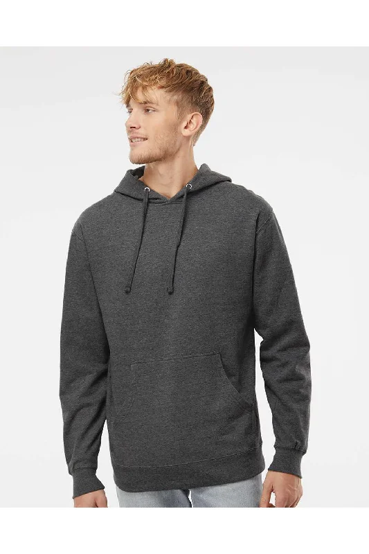 sports sweatshirts for men -Independent Trading Co. Mens Hooded Sweatshirt Hoodie w/ Pouch Pocket - Heather Charcoal Grey