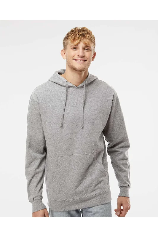 workout sweatshirts for men -Independent Trading Co. Mens Hooded Sweatshirt Hoodie w/ Pouch Pocket - Heather Grey