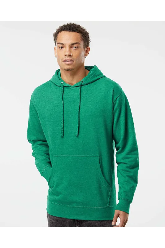 everyday hoodies for men -Independent Trading Co. Mens Hooded Sweatshirt Hoodie w/ Pouch Pocket - Heather Kelly Green