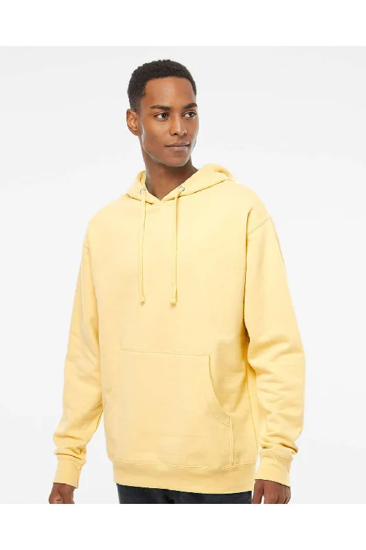 athletic-inspired sweatshirts for men -Independent Trading Co. Mens Hooded Sweatshirt Hoodie w/ Pouch Pocket - Light Yellow