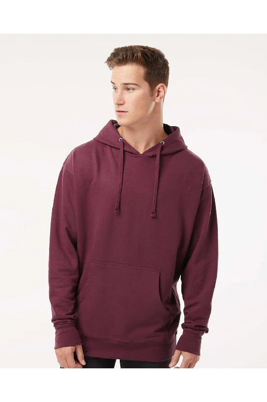 men's logo sweatshirts -Independent Trading Co. Mens Hooded Sweatshirt Hoodie w/ Pouch Pocket - Maroon