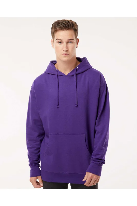 men's hoodies for fall -Independent Trading Co. Mens Hooded Sweatshirt Hoodie w/ Pouch Pocket - Purple