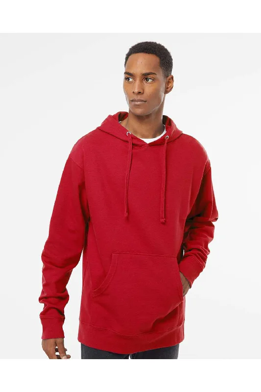 performance sweatshirts for men -Independent Trading Co. Mens Hooded Sweatshirt Hoodie w/ Pouch Pocket - Red