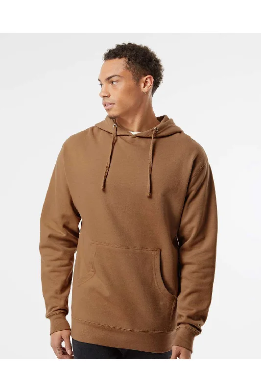 premium hoodies for men -Independent Trading Co. Mens Hooded Sweatshirt Hoodie w/ Pouch Pocket - Saddle Brown