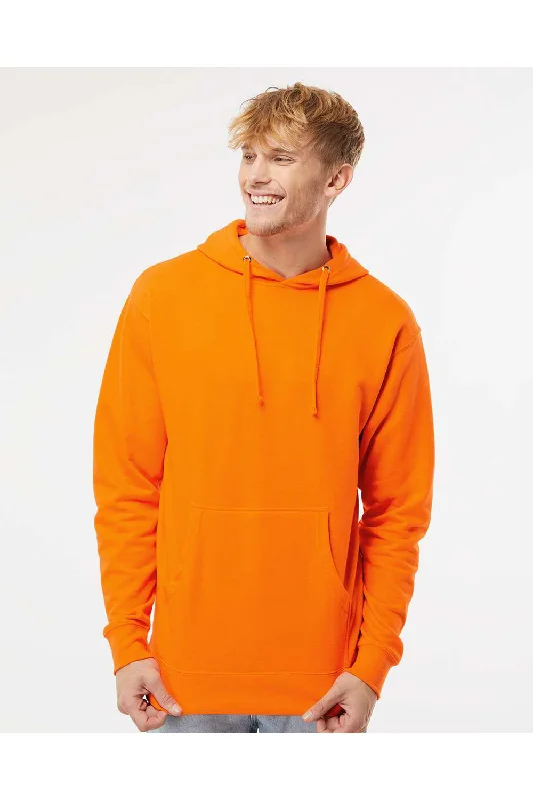 men's sweatshirts with designs -Independent Trading Co. Mens Hooded Sweatshirt Hoodie w/ Pouch Pocket - Safety Orange