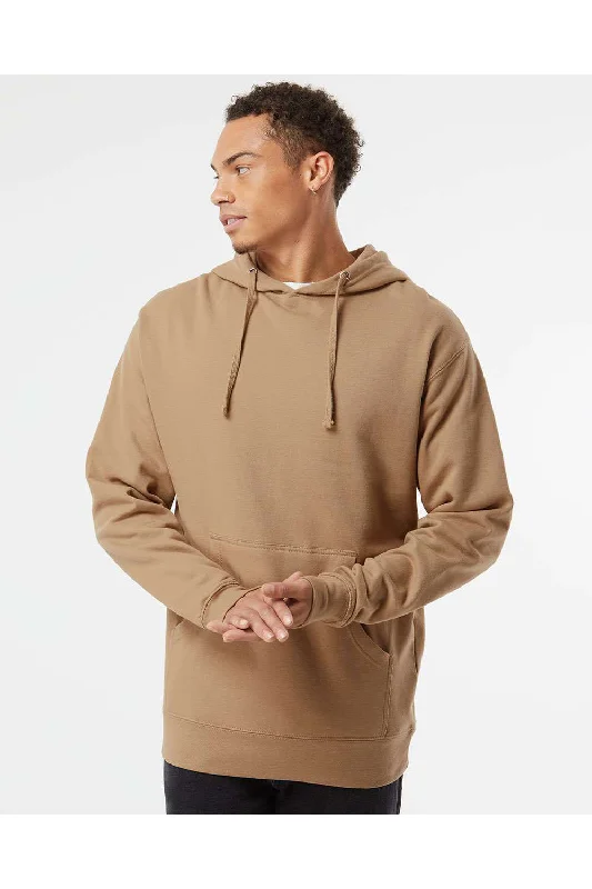 stylish sweatshirts for men -Independent Trading Co. Mens Hooded Sweatshirt Hoodie w/ Pouch Pocket - Sandstone Brown