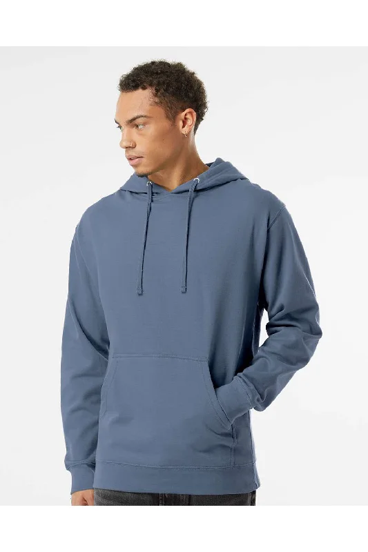 men's comfortable sweatshirts -Independent Trading Co. Mens Hooded Sweatshirt Hoodie w/ Pouch Pocket - Storm Blue