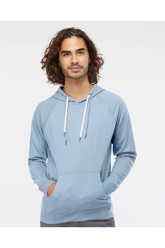 hoodies for men for working out -Independent Trading Co. Mens Icon Loopback Terry Hooded Sweatshirt Hoodie w/ Pouch Pocket - Misty Blue