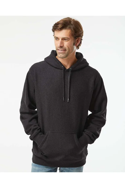 cool sweatshirts for men -Independent Trading Co. Mens Legend Hooded Sweatshirt Hoodie w/ Pouch Pocket - Heather Charcoal Grey