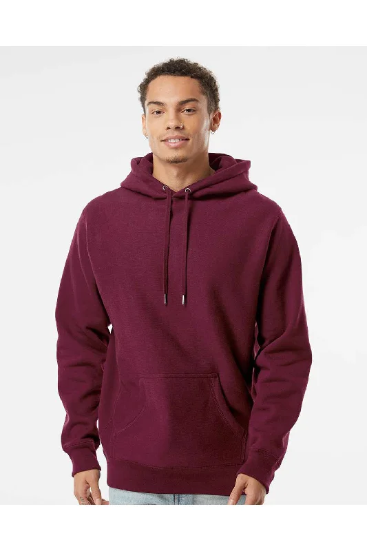 embroidered hoodies for men -Independent Trading Co. Mens Legend Hooded Sweatshirt Hoodie w/ Pouch Pocket - Maroon