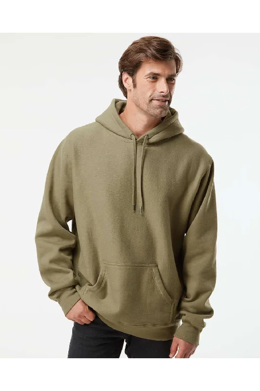 men's winter sweatshirts -Independent Trading Co. Mens Legend Hooded Sweatshirt Hoodie w/ Pouch Pocket - Olive Green