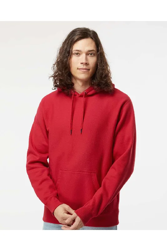 men's printed hoodies -Independent Trading Co. Mens Legend Hooded Sweatshirt Hoodie w/ Pouch Pocket - Red