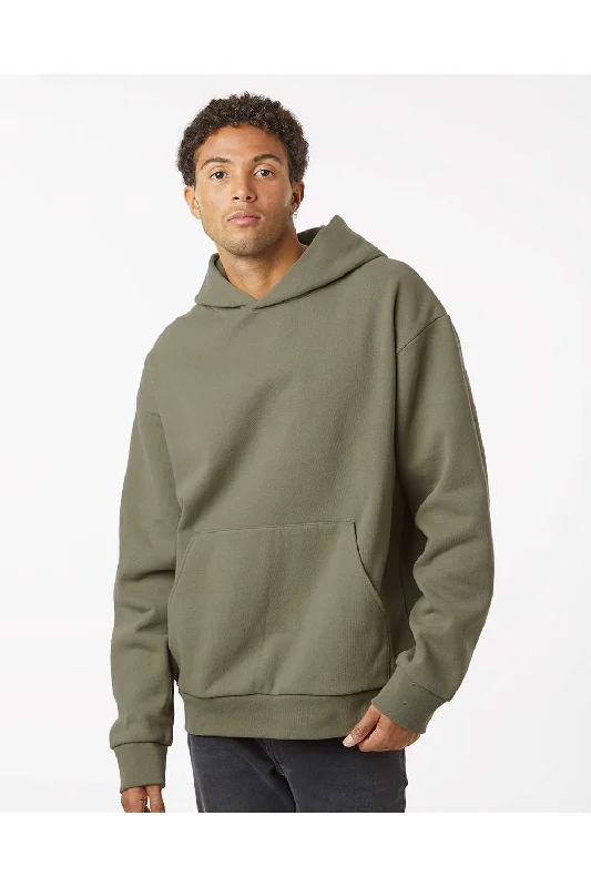 men's heavy-duty hoodies -Independent Trading Co. Mens Mainstreet Hooded Sweatshirt Hoodie w/ Pouch Pocket - Olive Green