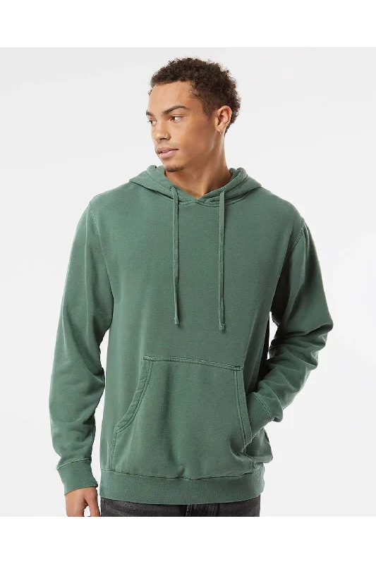 hoodies with slogans for men -Independent Trading Co. Mens Pigment Dyed Hooded Sweatshirt Hoodie w/ Pouch Pocket - Alpine Green