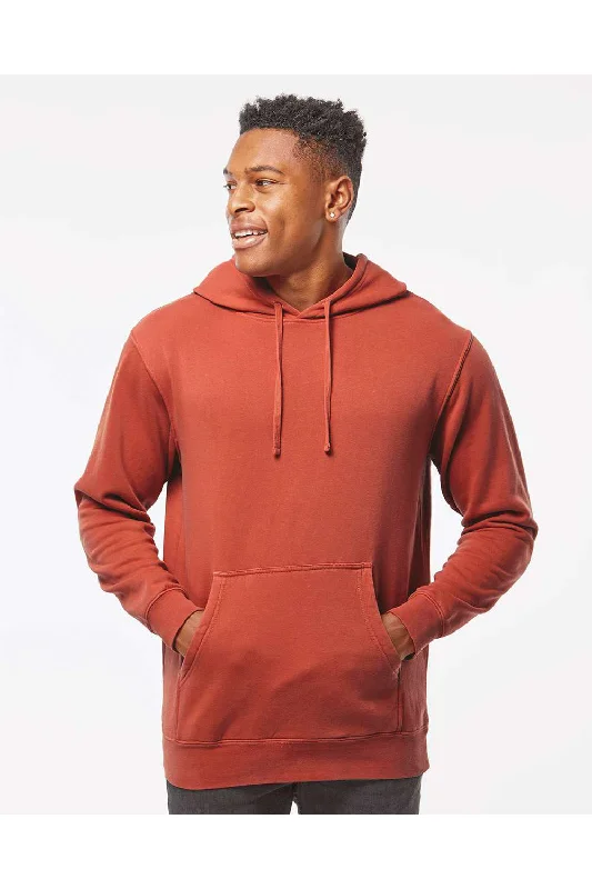 men's long sleeve hoodies -Independent Trading Co. Mens Pigment Dyed Hooded Sweatshirt Hoodie w/ Pouch Pocket - Amber